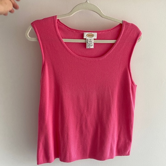 Talbots pink, mostly cotton soft sweater tank top. Size XL. Sleeveless. - Picture 6 of 9